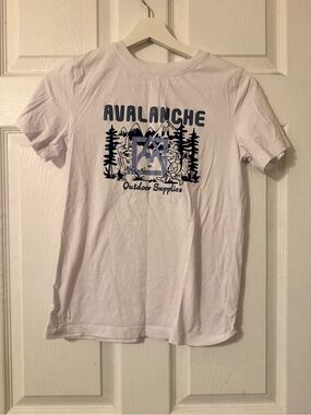 Avalanche White Tee with Gray Logo Print